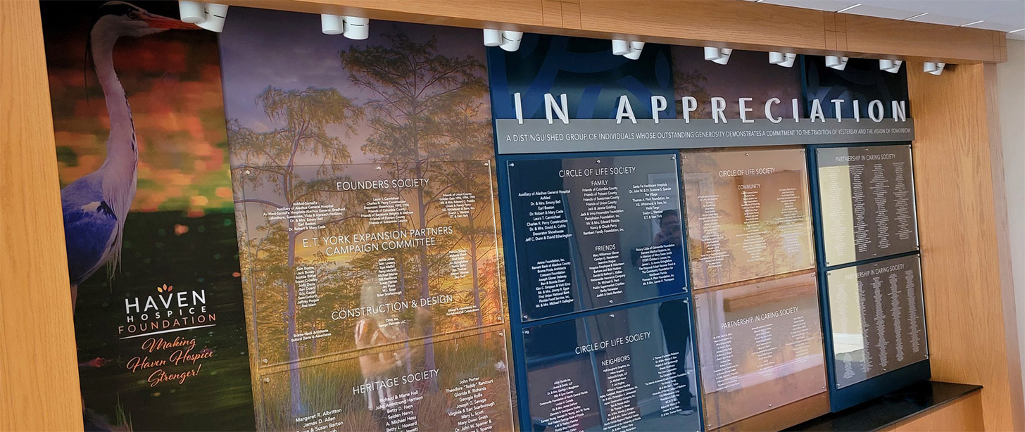 Haven Hospice Foundation Donor Recognition Display