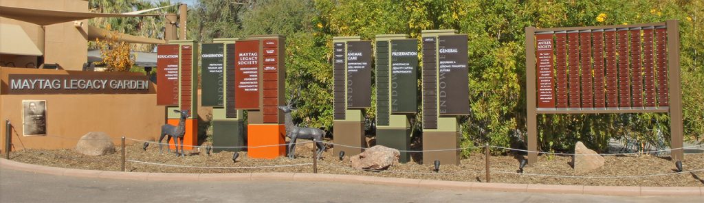 outdoor freestanding stand-off donor recognition display
