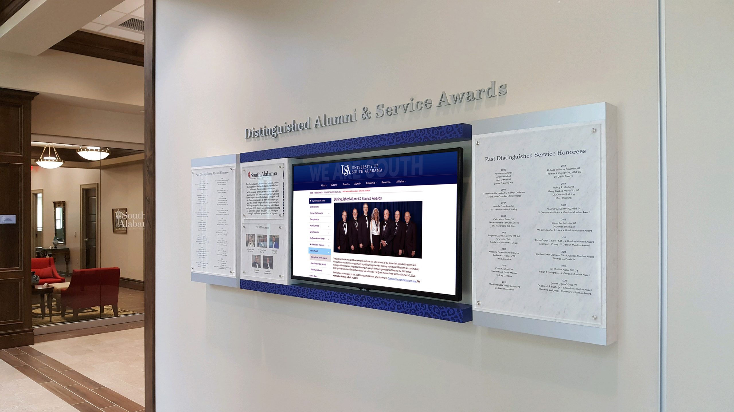 Distinguished Alumni Award, Capital Campaign, Service Award, Interactive Computer, Clear Change, Donor Display