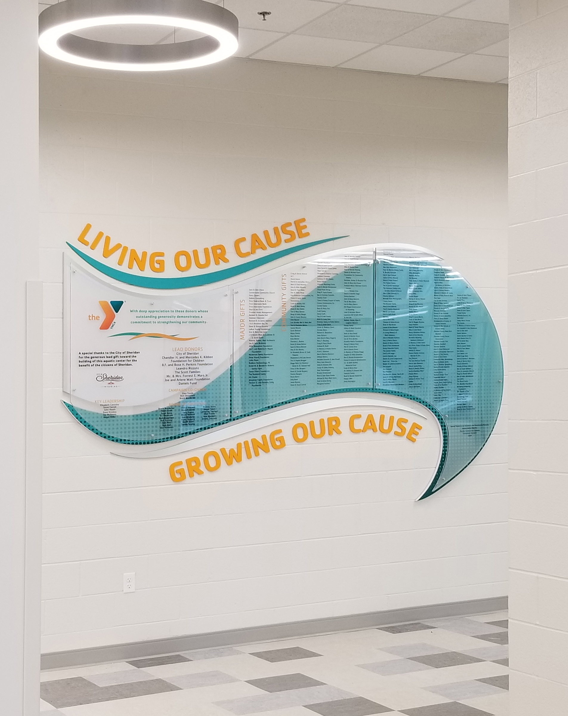 Capital Campaign, Clear Change, YMCA Display, Large Printed Graphics Display, Youthful Display, Donor Recognition Display