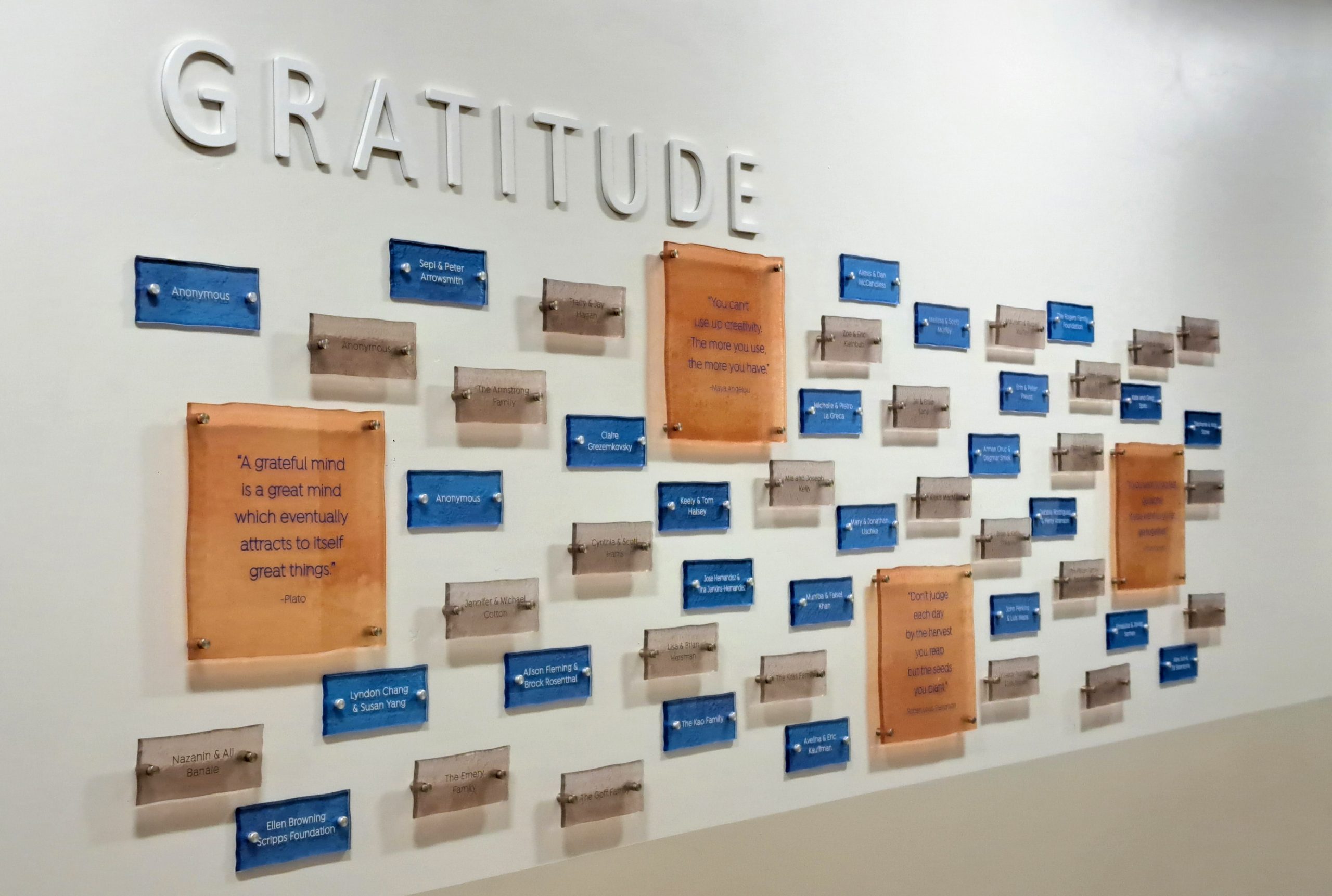 Gratitude, Stand-Off System, Changeable, Major Donors, Capital Campaign, Donor Wall, Donor Display, Quotes