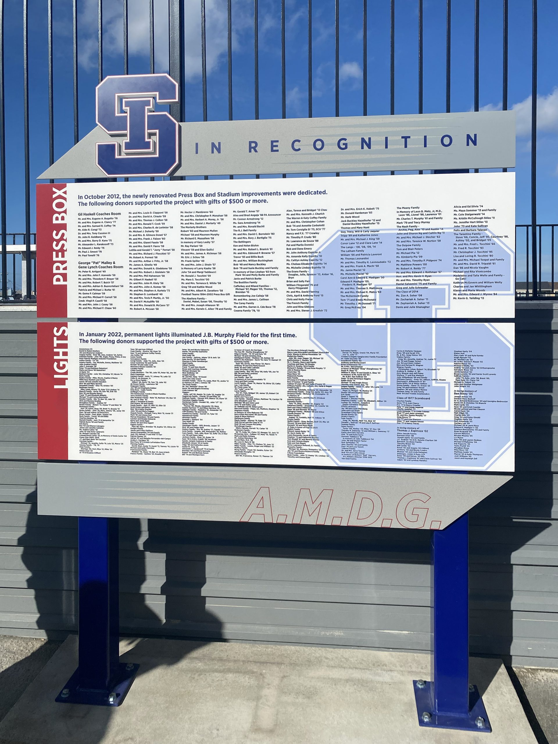 Outdoor, Permanent Etch System, Freestanding, Donor Wall, Donor Display, Donor Recognition, Athletics