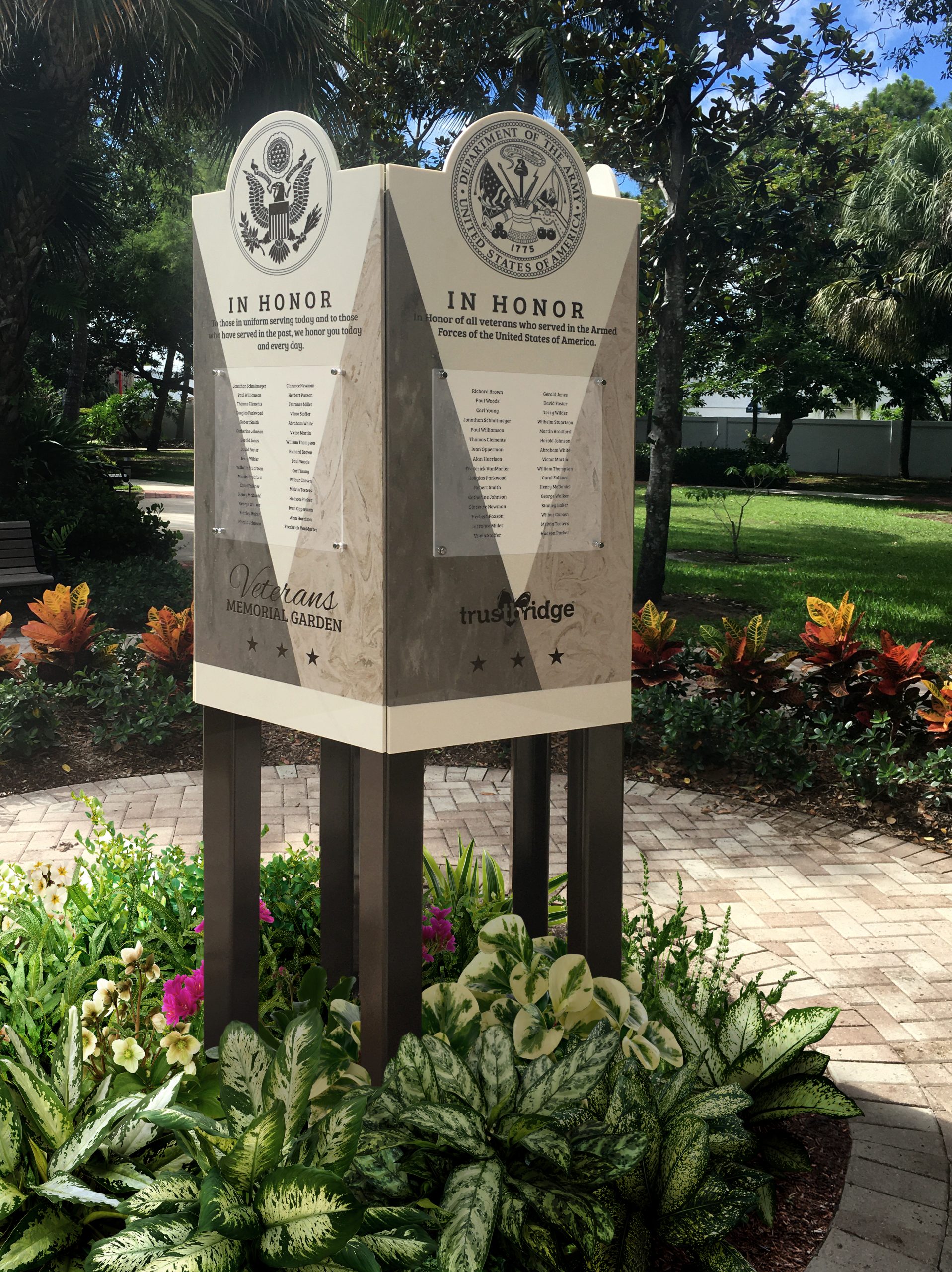 Outdoor Clear Change System, Freestanding, Veteran Memorial Garden, Honor, Recognition, Military