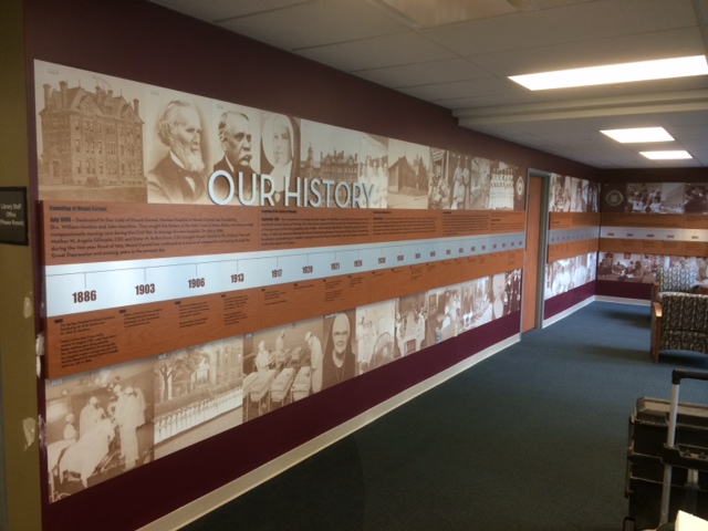 Custom Printed Wallpaper, Donor Recognition, History Display, Historical Timeline, Mural