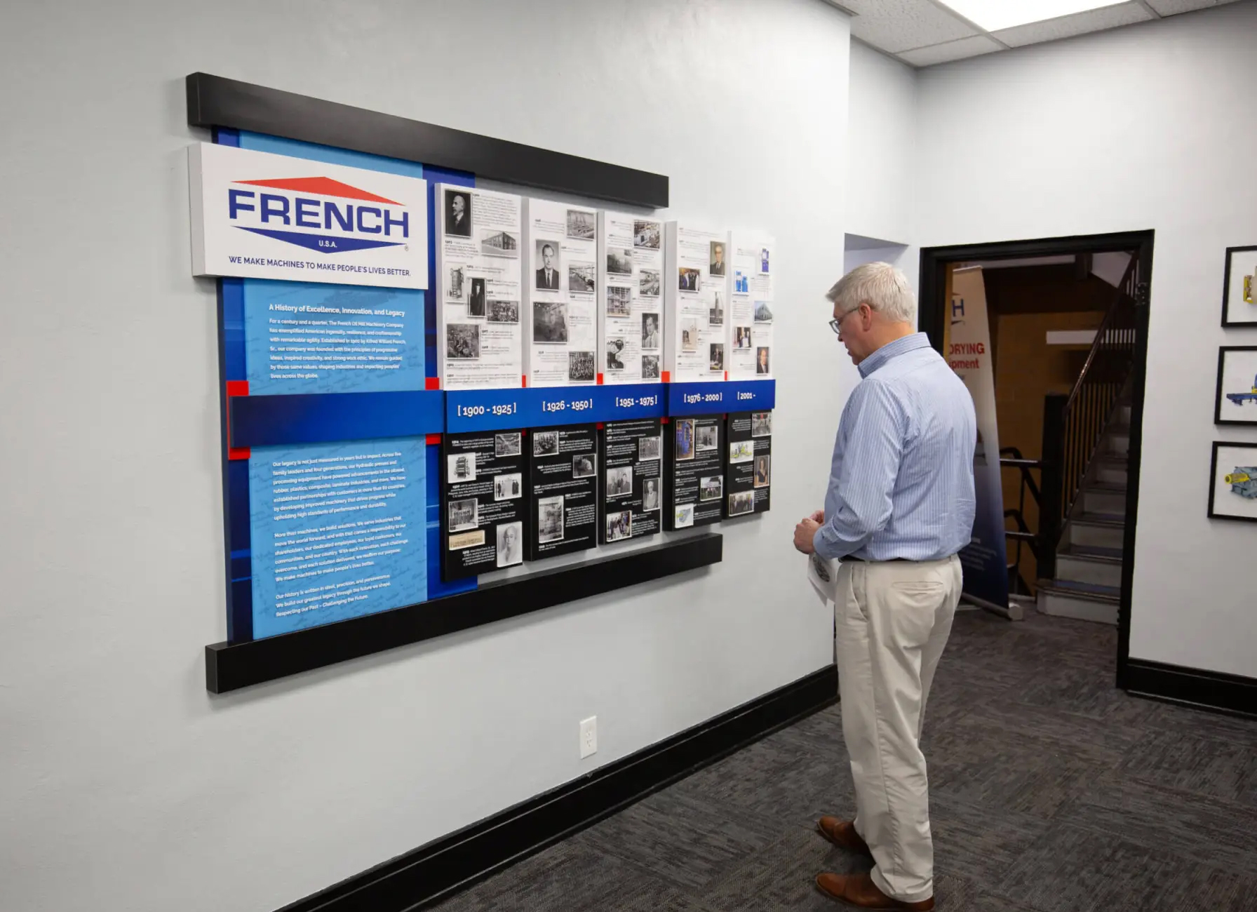 history wall, history display, corporate history, corporate signage, recognition display