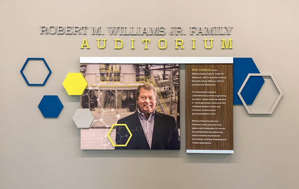 Robert M. Williams Jr. Family Auditorium donor recognition at Missouri S&T