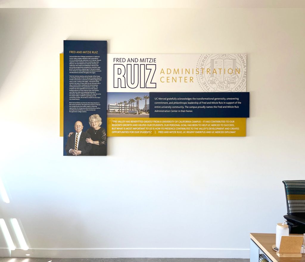 UC Merced donor recognition honoring Fred and Mitzie Ruiz