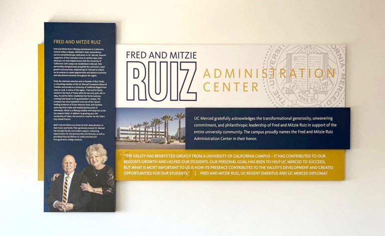 UC Merced donor recognition honoring Fred and Mitzie Ruiz