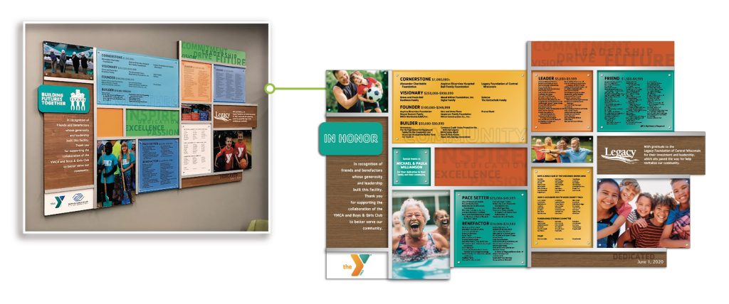 South Woods YMCA color rebranding with new photos.