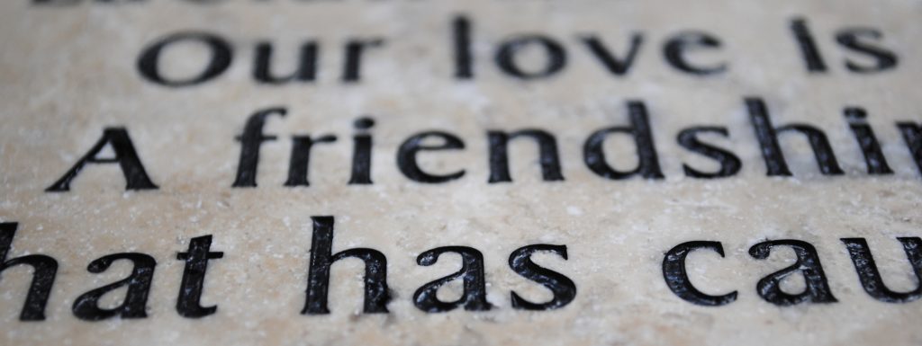 Close-up of an etched nameplate showing the quality and craftsmanship that goes into all the recognition displays.