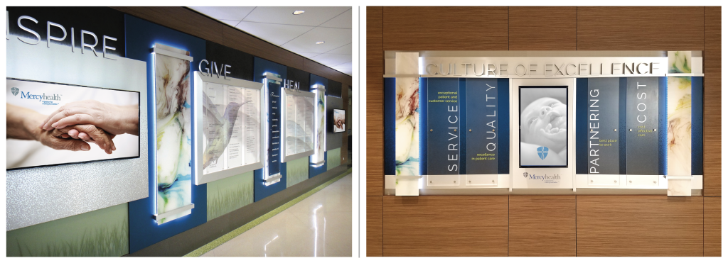 Two donor walls that show continuity throughout the displays.