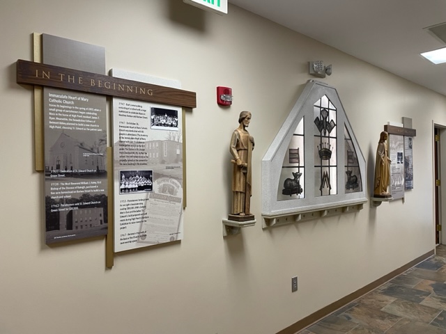 donor display that features religious artifacts and history