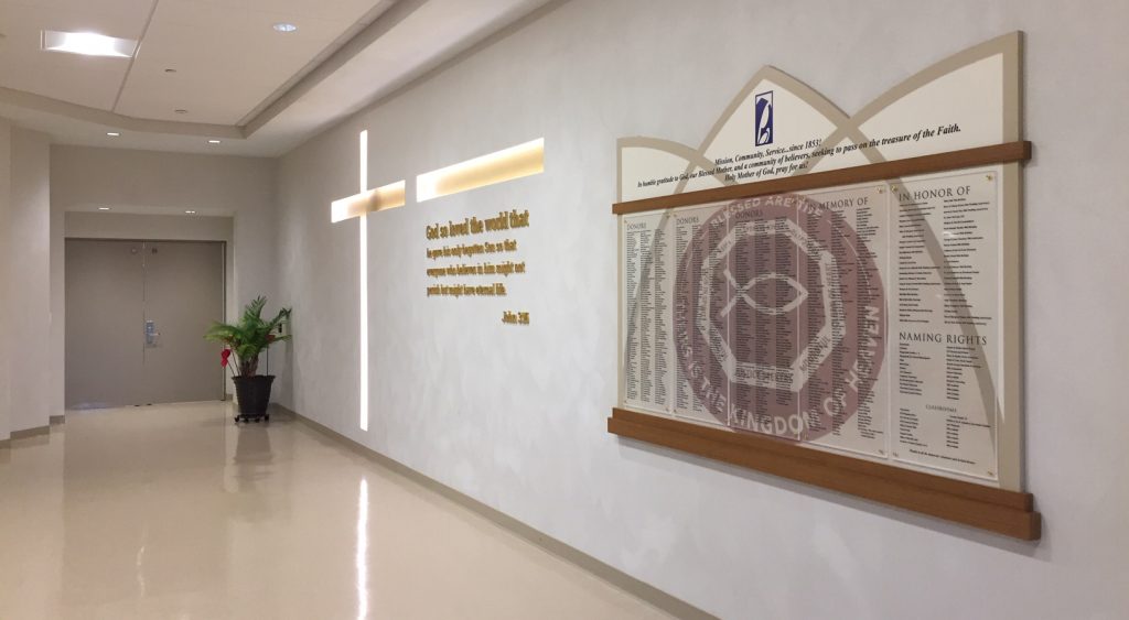 Religious donor recognition display for a capital campaign