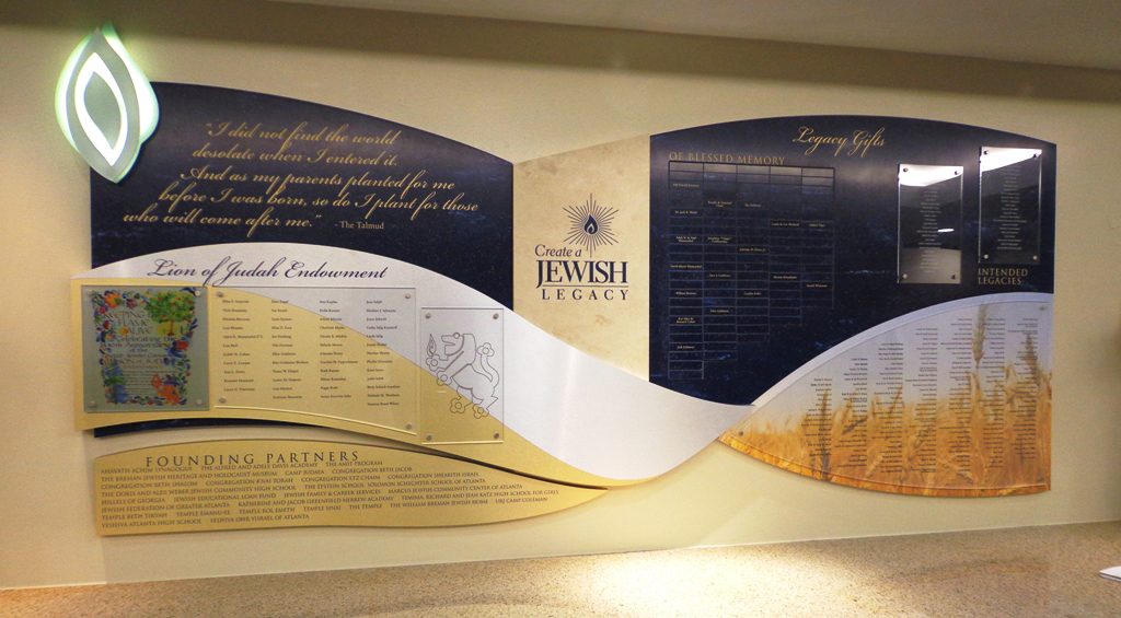 Jewish religion donor display for a capital campaign