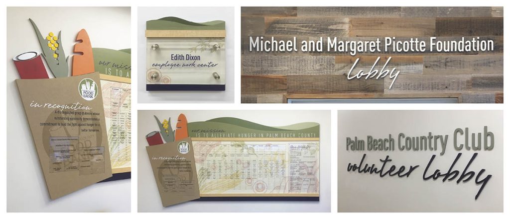 A collaboration of donor recognition that spans throughout the entire food banks facility.