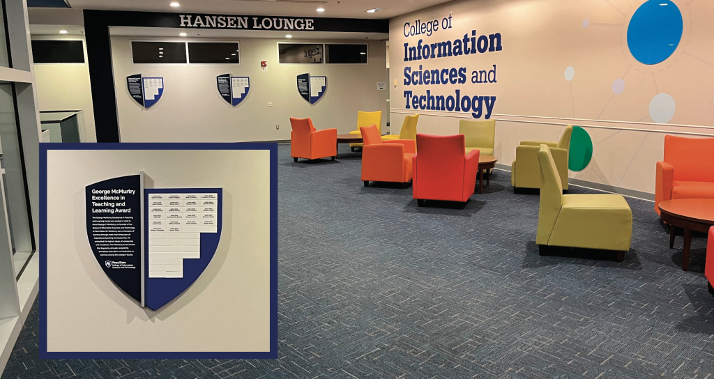 Educational Leadership awards are displayed in a International Sciences and Technology Center.